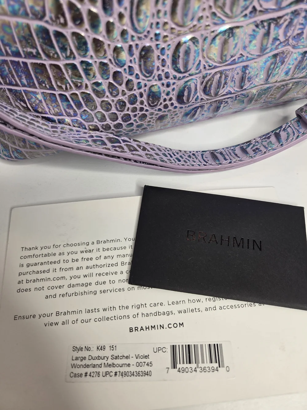 💜▪️Brahmin ▪️✨RARE✨️ Large Duxbury Violet Wonderland Melbourne Croc Satchel Bag